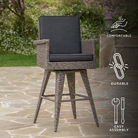 30" Water-Resistant Wicker Barstool