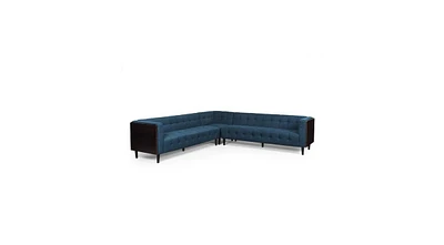 Simplie Fun Navy Blue 3-Piece Fabric Sectional Sofa With Corner Chair