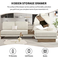 114" L-Shaped Sofa with Storage, Usb Ports, and Reversible Chaise