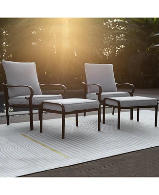 Simplie Fun 4-Piece Outdoor Sofa Set with Ottomans