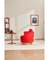 Streamdale Furniture Red Velvet Swivel Barrel Chair with Gold Base