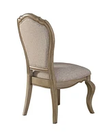 Simplie Fun Chelmsford Side Chair (Set of 2) In Beige Fabric & Antique Taupe