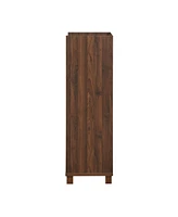 Rustic Farmhouse Wine Cabinet with Storage and Wine Rack