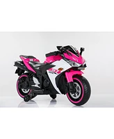 Kids Ride-On Motorcycle w/ Training Wheels, Manual Throttle, Lighting Wheels