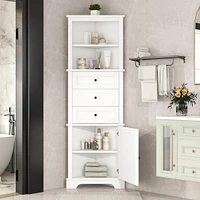 White Triangle Cabinet with Drawers & Shelves