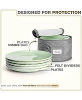 Sorbus 4 Piece Quilted China Dinnerware Storage Cases - for Dinnerware, Plate Organizer (Gray)