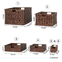 Jonathan Y Traditional Assorted Hand-Woven Hyacinth/Iron Baskets, Dark Brown Wash (Set of 10)