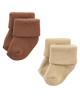 Hudson Baby Baby Boys Hudson Cotton Rich Newborn and Terry Socks, Teddy Bear, 0-6 Months