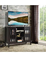 Gymax Wood Tv Stand Entertainment Media Center Console for Tv up to 50'' Brown