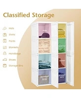 Sugift Clothes Foldable Armoire Wardrobe Closet with 12 Cubby Storage