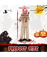 Givimo 5 Ft Grins Animatronic Killer Clown Halloween Decoration with Glowing Red Eyes