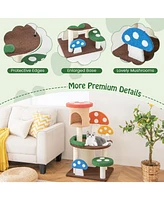 Givimo 4-In-1 Mushroom Cat Tree with Condo Spring Ball and Sisal Posts