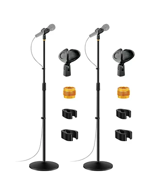 5 Core 2 Pieces Mic Stand, Universal Microphone Stand Boom Mic Stand with Weighted Round Base, Height Adjustable Stand with Cable Management Clip (Pai