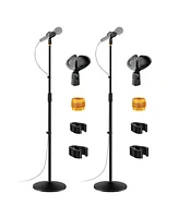 5 Core 2 Pieces Mic Stand, Universal Microphone Stand Boom Mic Stand with Weighted Round Base, Height Adjustable Stand with Cable Management Clip (Pai