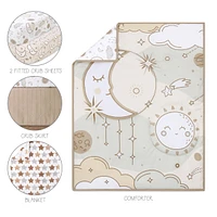 The Peanutshell Crib Bedding Set for Baby Girls, Starry Skies, 5 Pieces