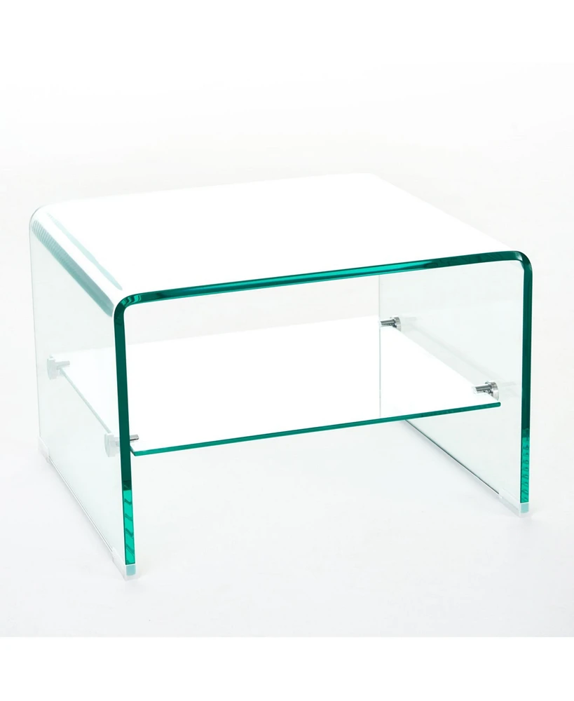 Streamdale Furniture Ultra-Chic Glass End Table with Shelf Style Meets Functionality