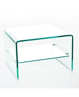 Simplie Fun Ultra-Chic Glass End Table with Shelf Style Meets Functionality