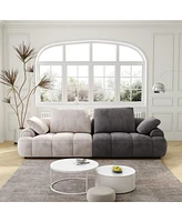 Streamdale Furniture 86.6" Oversized Beige & Gray Suede Sofa