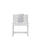 Simplie Fun Led Vanity Desk with 2 Drawers, 10 Lights