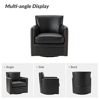 Hulala Home Pascual Contemporary 29'' Wide Genuine Leather Swivel Chair