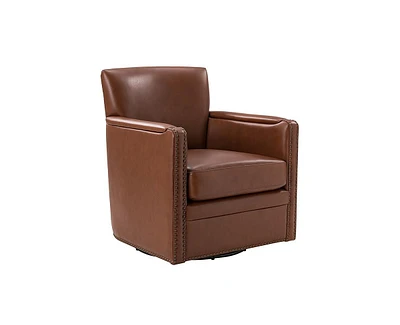 Hulala Home Pascual Contemporary 29'' Wide Genuine Leather Swivel Chair