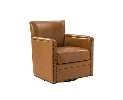 Hulala Home Pascual Contemporary 29'' Wide Genuine Leather Swivel Chair