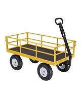 Gorilla Carts Steel Utility Cart, 7 Cu Ft Garden Wagon w/Removable Sides, Yellow