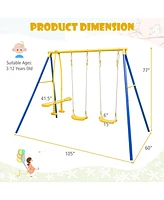 Sugift Boys Metal Swing Set for Backyard with 2 Swing Seats and 2 Glider Seats