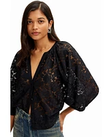 Desigual Women's Floral lace blouse