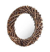 vidaXL Wall Mirror 23.6" Teak Round