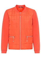 Olsen Women's Mixed Media Zip Front Jacket