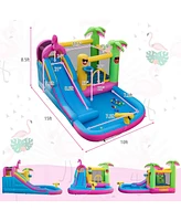 Sugift Inflatable Bounce Castle with Long Water Slide and 735W Blower