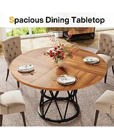 Tribesigns Round Dining Table for 4, 47 Inches Kitchen Table Circle Dinner Table, Wood Dining Room Table for Kitchen Living Room, Metal Base