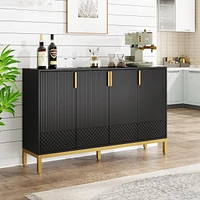 Tribesigns Modern Storage Cabinet, 59 Inch Console Cabinet Sideboard Buffet with 4 Doors & Gold Metal Base, Entryway Cupboard Furniture for Li