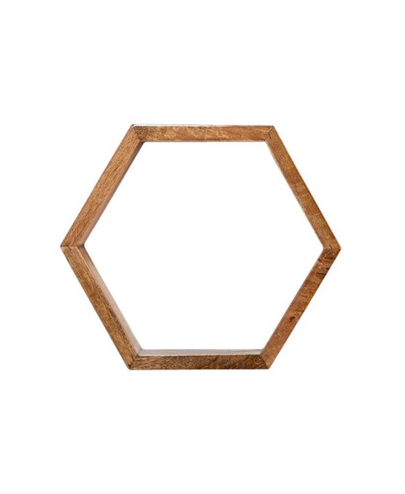 Slickblue 12" Wooden Hexagon Floating Honeycomb Shelve (Set of 5)