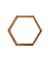 Slickblue 12" Wooden Hexagon Floating Honeycomb Shelve (Set of 5)