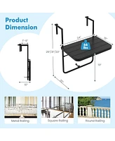 Sugift Folding Hanging Table with 3-Level Adjustable Height for Patio Balcony