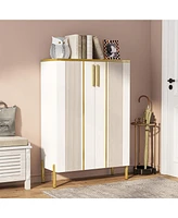 Tribesigns Shoe Cabinet with Doors, 6-Tier Shoe Storage Cabinet with Adjustable Shelves, Wooden Shoes Rack Shoe Storage Organizer for Entryway, Hallwa