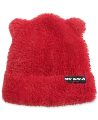 Karl Lagerfeld Paris Women's Fuzzy Eyelash Cat Ears Beanie