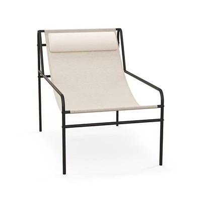 Sugift Patio Sling Lounge Chair with Removable Headrest Pillow and Metal Frame