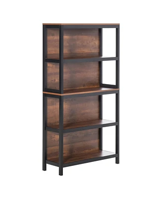 Homcom 4 Tier Bookshelf Utility Storage Shelf Organizer w/Back Support,