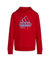 adidas Big Boys Long Sleeve Brand Graphic Hooded Fleece