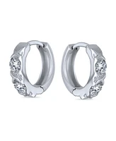 Bling Jewelry Elegant Cubic Zirconia Cz Accent Criss Cross Oxox Huggie Small Hoop Earrings For Women Sterling Silver