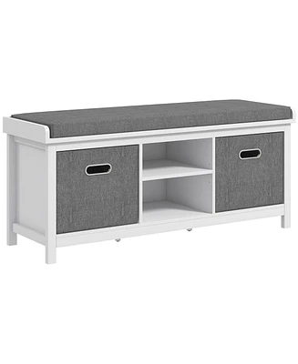 Homcom Storage Shoe Bench with Cushion, Fabric Drawers for Entryway,