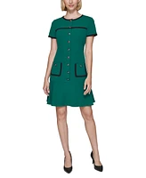 Karl Lagerfeld Paris Women's Scuba Crepe Piping-Trim Dress