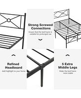 Sugift Full/Queen Metal Platform Bed Frame with Headboard and Footboard