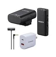 Sony Ecm-W2BT Digital Bluetooth Wireless Microphone with Ecm-LV1 Lav Mic Bundle