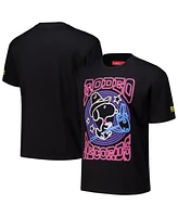 Freeze Max Men's Black Peanuts Snoopy Rodeo Loose Fit T-Shirt