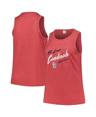 Soft As A Grape Women's Red St. Louis Cardinals Plus Curvy High Neck Tri-Blend Tank Top