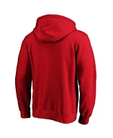 Fanatics Men's Red Buffalo Bills Primary Logo Fitted Pullover Hoodie